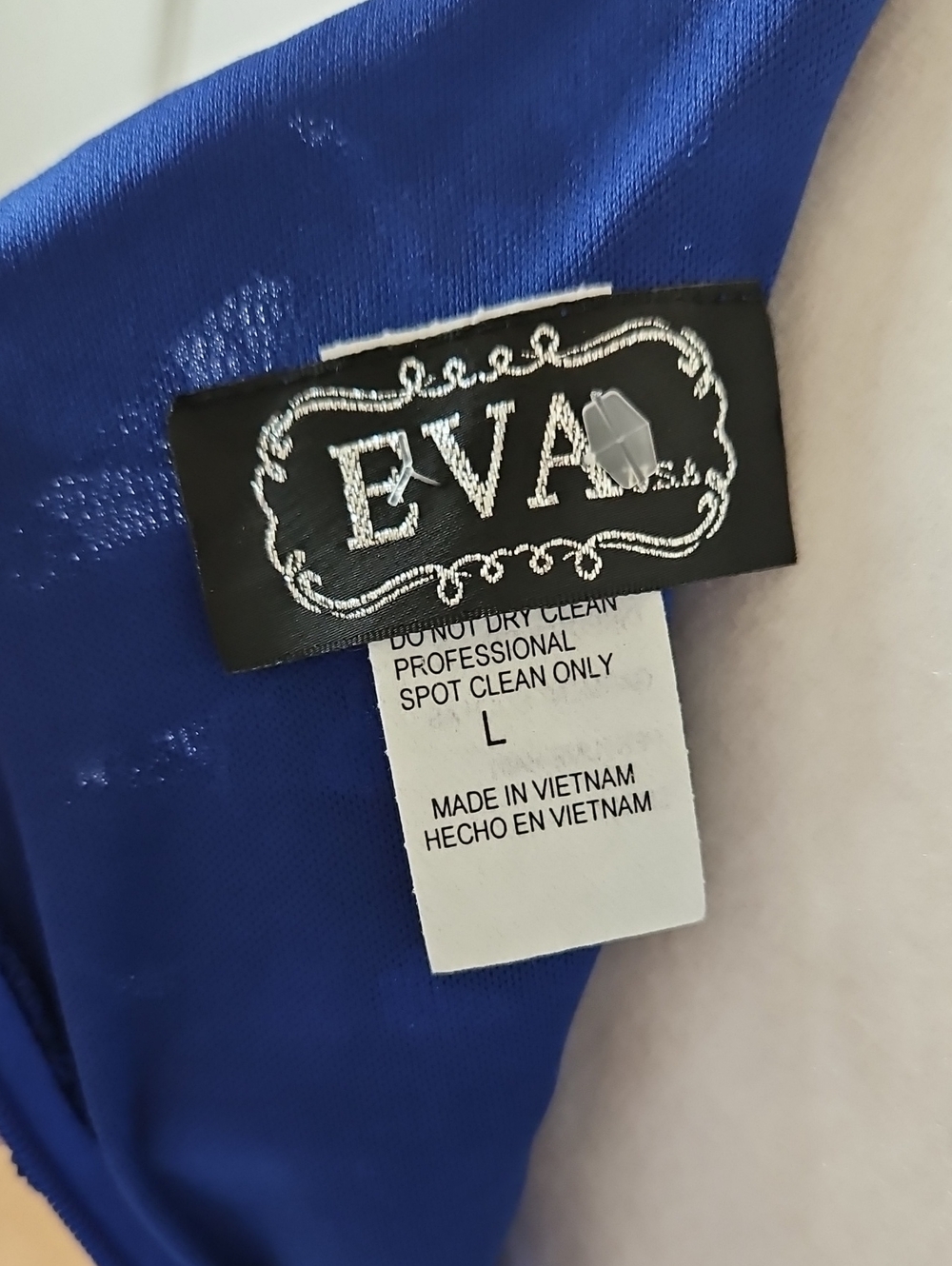 Size 8/10 Royal Blue 3/4 Sleeve Lace/Sequin Ruched Side Cocktail Dress by EVA - Picture 14 of 14